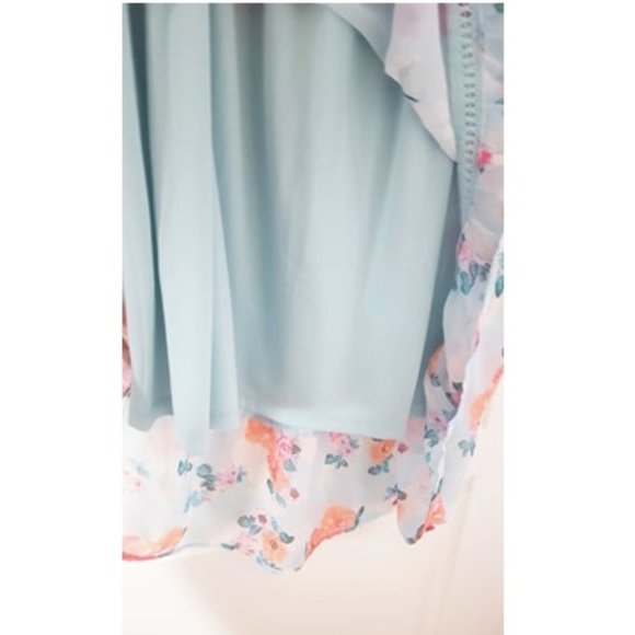 Blue Chiffon Floral Dress - Picture 3 of 3